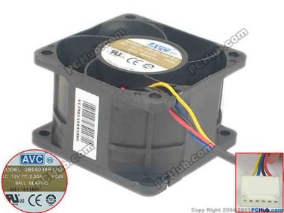 131426 AVC 2B06038B12G Server - Square Fan P005,sq60x60x38, w200x4x6, 12V 2.20A AVC 2B06038B12G Server - Square Fan 