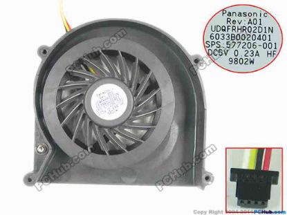 131647 Panasonic UDQFRHR02D1N Cooling Fan  6033B0020401, 5V 0.23A, 4pin 4wire,Bare Panasonic UDQFRHR02D1N Cooling Fan  