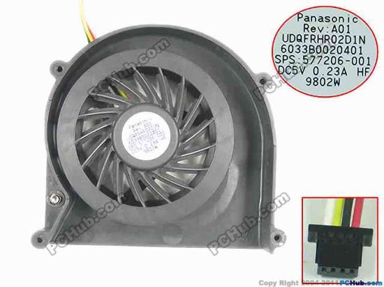 131647 Panasonic UDQFRHR02D1N Cooling Fan  6033B0020401, 5V 0.23A, 4pin 4wire,Bare Panasonic UDQFRHR02D1N Cooling Fan  