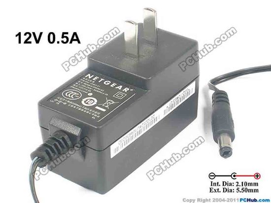 131710 NETGEAR MU08-6120050-A2 AC Adapter 5V-12V 12V 0.5A, Barrel 5.5/2.1mm, US 2-Pin Plug NETGEAR MU08-6120050-A2 AC Adapter 5V-12V 