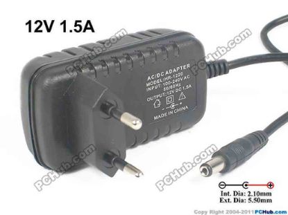 132134 PCH OEM Power AC Adapter - Compatible HR-1220, 12V 1.5A, Barrel 5.5/2.1mm,EU 2-Pin Plug PCH OEM Power AC Adapter - Compatible 