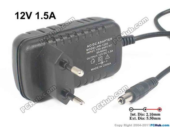 132134 PCH OEM Power AC Adapter - Compatible HR-1220, 12V 1.5A, Barrel 5.5/2.1mm,EU 2-Pin Plug PCH OEM Power AC Adapter - Compatible 