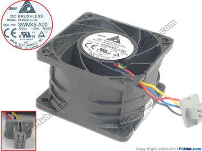 132235 Delta Electronics PFR0612UHE Server - Square Fan -BD65, 3WNX5-A00, DC 12V 1.50A, 60x60x38mm Delta Electronics PFR0612UHE Server - Square Fan 