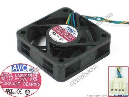 132296 AVC DA05105R12H Server - Square Fan PS01, sq50x50x15mm, w60x4x4 12V 0.2A AVC DA05105R12H Server - Square Fan 