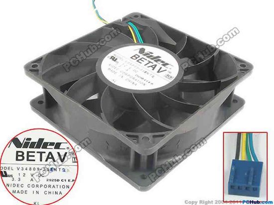 132403 Nidec V34809-35ENT2 Server - Square Fan sq120x120x38mm, 4-wire, 12V 3.3A Nidec V34809-35ENT2 Server - Square Fan