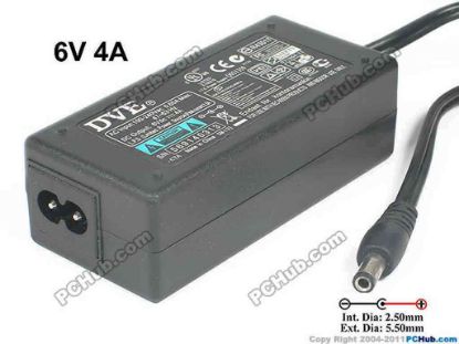 132709 Other Brands DVE AC Adapter - NEW Original 6V 4A, Barrel 5.5/2.5mm, 2-Prong Other Brands DVE AC Adapter - NEW Original A