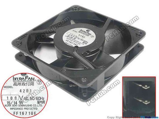 132763 Other Brands IKURA SEIKI  Server - Square Fan 4201, sq120x120x25, 2-Pin, 100V 15/14W Other Brands IKURA SEIKI  Server - Square Fan 