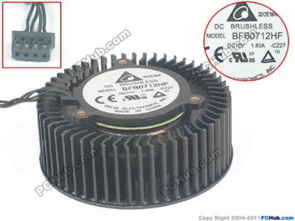 132796 Delta Electronics BFB0712HF Server - Round Fan -CZ27, dai65x65x24, w160x4x4, 12V 1.80A Delta Electronics BFB0712HF Server - Round Fan 