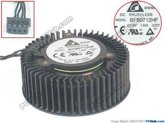132796 Delta Electronics BFB0712HF Server - Round Fan -CZ27, dai65x65x24, w160x4x4, 12V 1.80A Delta Electronics BFB0712HF Server - Round Fan 