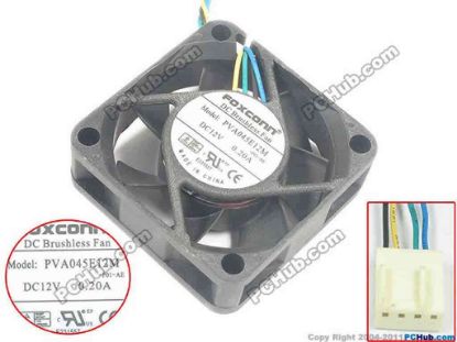 132829 Foxconn PVA045E12M Server - Square Fan P01, -AE, sq45x45x15mm, w90x4x4, 12V 0.20A Foxconn PVA045E12M Server - Square Fan 