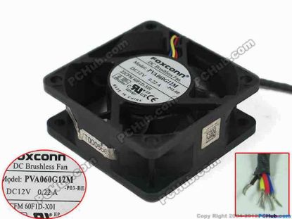 132830 Foxconn PVA060G12M Server - Square Fan -P03-BE, DC 12V 0.22A, 60x60x25mm Foxconn PVA060G12M Server - Square Fan 