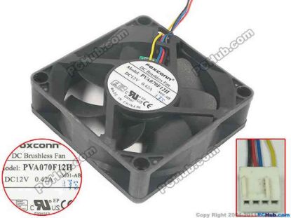 132831 Foxconn PVA070F12H Server - Square Fan AB, sq70x70x20mm, w80x4x4, 12V 0.42A Foxconn PVA070F12H Server - Square Fan 