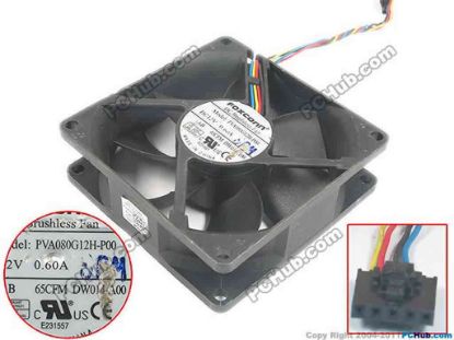 132832 Foxconn PVA080G12H-P00 Server - Square Fan AE, sq80x80x25mm, w80x4x4, 12V 0.60A Foxconn PVA080G12H-P00 Server - Square Fan 