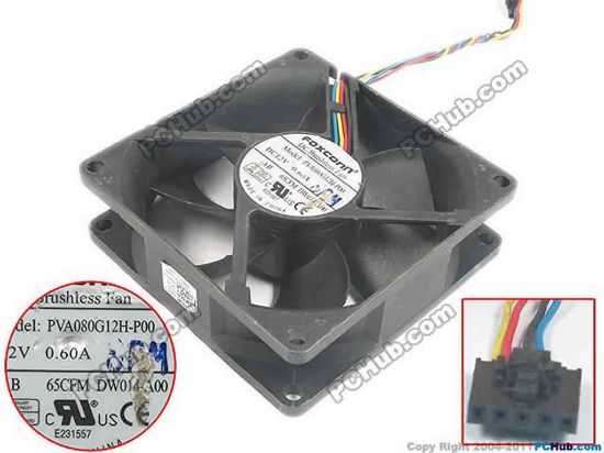 132832 Foxconn PVA080G12H-P00 Server - Square Fan AE, sq80x80x25mm, w80x4x4, 12V 0.60A Foxconn PVA080G12H-P00 Server - Square Fan 
