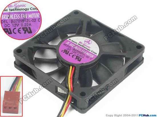 132847 INNOVATIVE BS701512L-02 Server - Square Fan sq70x70x15mm, 3-wire, 12V 0.22A INNOVATIVE BS701512L-02 Server - Square Fan 