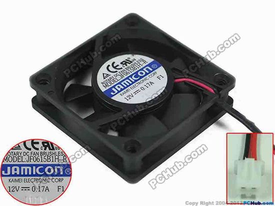 132852 ZOther Brands JF0615B1H-R Server - Square Fan sq60x60x15mm, 2-wire, 12V 0.17A ZOther Brands JF0615B1H-R Server - Square Fan 