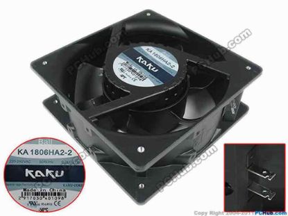 132870 Kaku KA1806HA2-2 Server - Square Fan sq180x180x65, 0-wire, AC 220V 50/60Hz, 024/0.27A,  Kaku KA1806HA2-2 Server - Square Fan 
