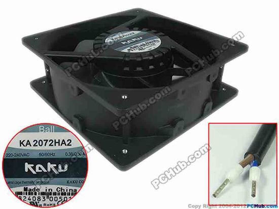 132871 Kaku KA2072HA2 Server - Square Fan DC 220V 0.50A, 208x208x72mm,2-wire Kaku KA2072HA2 Server - Square Fan