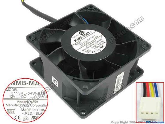 132894 NMB-MAT / Minebea 3115RL-04W-B76 Server - Square Fan EB2, DC 12V 1.60A, 80x80x38mm NMB-MAT / Minebea 3115RL-04W-B76 Server - Square Fan 