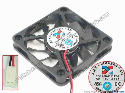 132916 ARX FD1260-C1112A Server - Square Fan sq60x60x10mm, w60x2x2, 12V 0.29A ARX FD1260-C1112A Server - Square Fan 