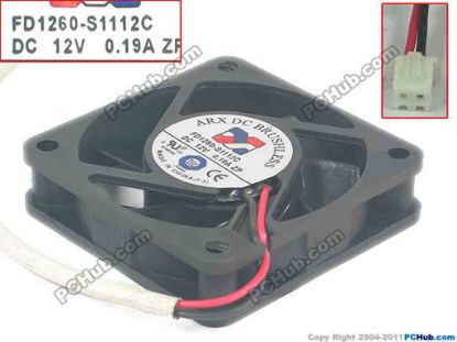 132917 ARX FD1260-S1112C Server - Square Fan sq60x60x15mm, w80x2x2, 12V 0.19A ARX FD1260-S1112C Server - Square Fan 