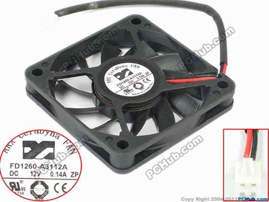 132919 ARX FD1260-S3112A Server - Square Fan sq60x60x10mm, w90x2x2, 12V 0.14A ARX FD1260-S3112A Server - Square Fan 