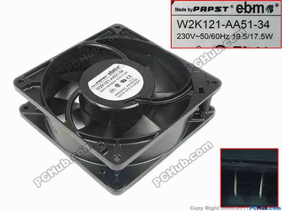132999 ebm-papst W2K121-AA51-34 Server - Square Fan sq127x127x38mm, 2-wire, 230V 19.5W ebm-papst W2K121-AA51-34 Server - Square Fan 