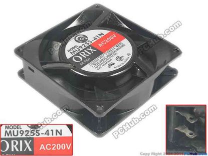 133053 ORIX MU925S-41N  Server - Square Fan sq92x92x25mm, 2-wire, 200V 8W ORIX MU925S-41N  Server - Square Fan 