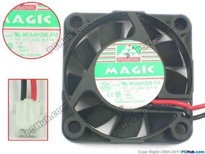 133059 Protechnic Magic MGA4012HB-A10 Server - Square Fan sq40x40x10mm, 2-wire, 12V 0.11A Protechnic Magic MGA4012HB-A10 Server - Square Fan 