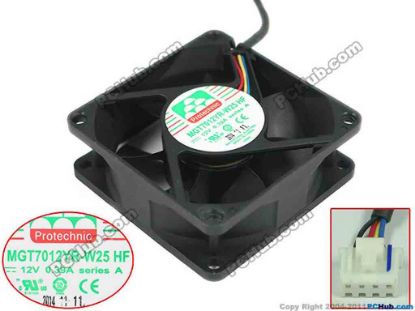 133067 Protechnic Magic MGT7012YR-W25 Server - Square Fan sq70x70x25mm, 4-wire, 12V 0.39A Protechnic Magic MGT7012YR-W25 Server - Square Fan 