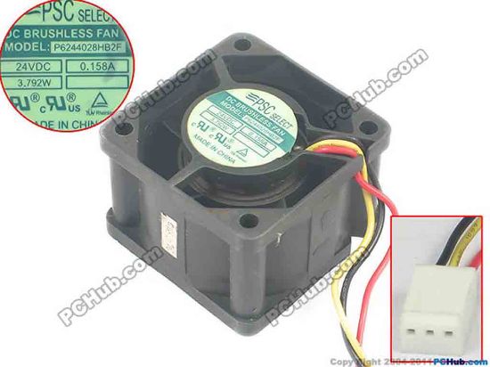 133072 PSC Select P6244028HB2F Server - Square Fan sq40x40x28mm, w80x3x3, 24V 0.158A PSC Select P6244028HB2F Server - Square Fan 