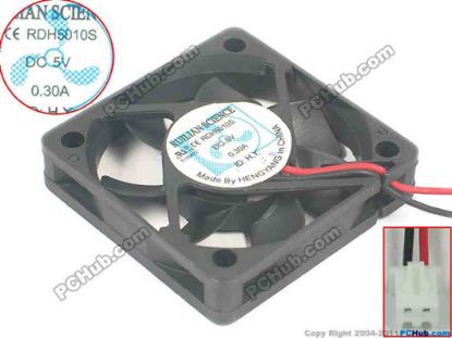 133073 RUILIAN / HENG YANG RDH5010S Server - Square Fan sq50x50x10mm, 2-wire, 5V 0.30A RUILIAN / HENG YANG RDH5010S Server - Square Fan 