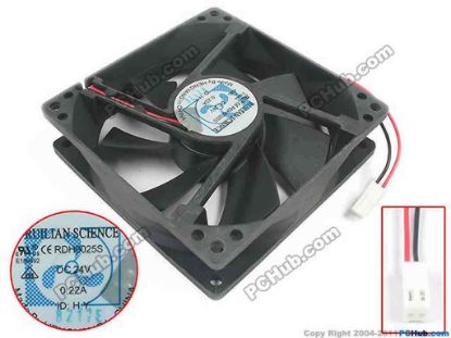 133074 RUILIAN / HENG YANG RDH9025S Server - Square Fan sq90x90x25mm, 2-wire, 24V 0.22A RUILIAN / HENG YANG RDH9025S Server - Square Fan 