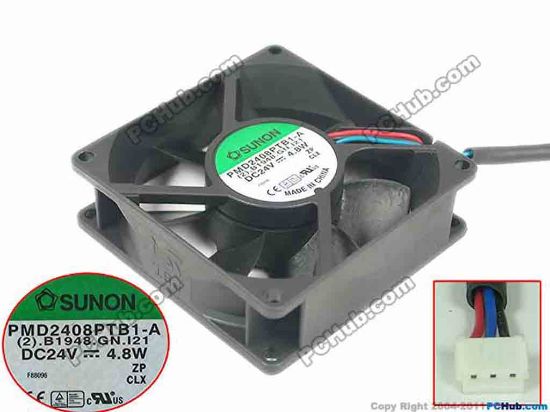133116 SUNON PMD2408PTB1-A Server - Square Fan sq80x80x25mm, 3-wire, 24V 4.8W SUNON PMD2408PTB1-A Server - Square Fan 
