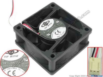 133118 TOP MOTOR DF1206SL Server - Square Fan sq60x60x20mm, w90x3x3, 12V 0.20A TOP MOTOR DF1206SL Server - Square Fan 