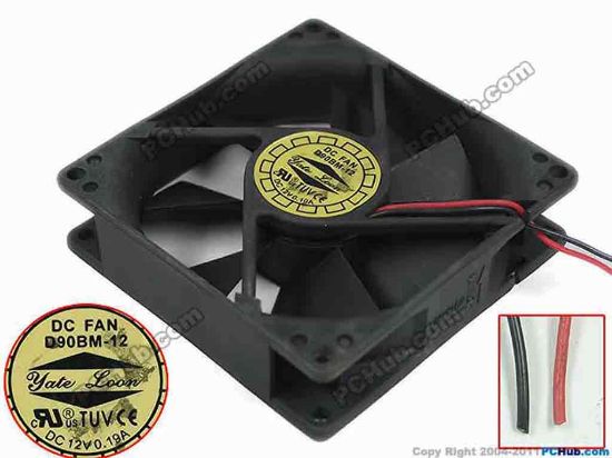 133134 Y.L FAN / Yate Loon D90BM-12 Server - Square Fan sq90x90x25mm, 2-wire, 12V 0.19A Y.L FAN / Yate Loon D90BM-12 Server - Square Fan 
