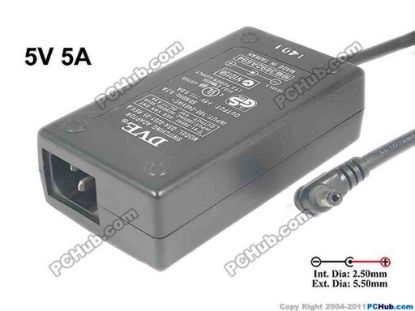 133220 DVE DSA-0251-05 AC Adapter- Laptop 5V 5A, Barrel 5.5/2.5mm, IEC C14 DVE DSA-0251-05 AC Adapter- Laptop