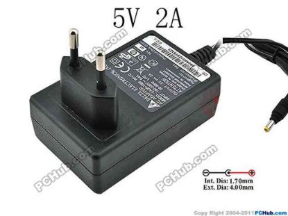 133346 Delta Electronics EADP-10BB AC Adapter 5V-12V 5V 2A, Barrel 4.0/1.7mm, EU 2-Pin Plug Delta Electronics EADP-10BB AC Adapter 5V-12V 