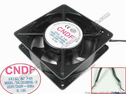 133567 CNDF TA12038HBL-2 Server - Square Fan sq120x120x38mm, 2-wire, 220V 0.14A CNDF TA12038HBL-2 Server - Square Fan 
