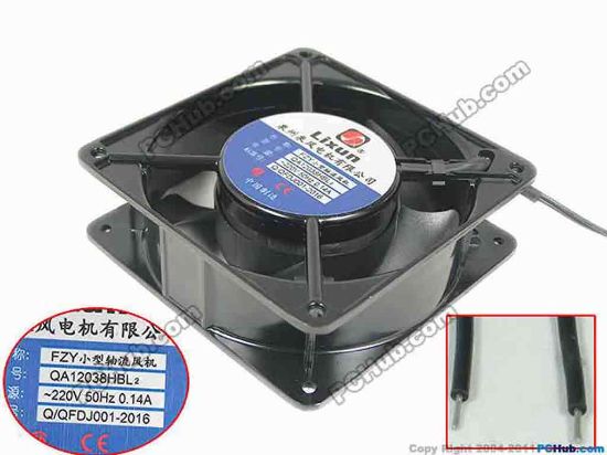 133671 QUAN FENG QA12038HBL2 Server - Square Fan sq120x120x38mm, 2-wire, 220V 0.14A QUAN FENG QA12038HBL2 Server - Square Fan 