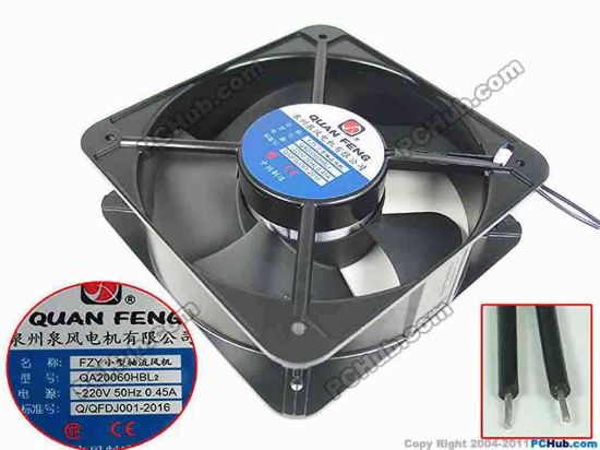 133676 QUAN FENG QA20060HBL2 Server - Square Fan sq200x200x60mm, 2-wire, 220V 0.45A QUAN FENG QA20060HBL2 Server - Square Fan