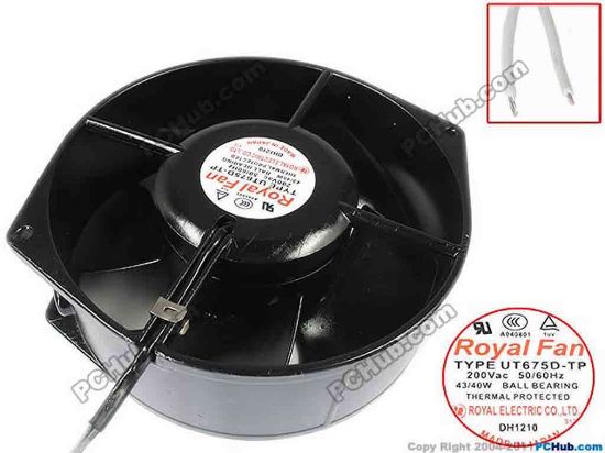 133678 Royal Fan UT675D-TP Server - Round Fan DC 200V 43W, 170x150x55mm, 	2-wire, New Royal Fan UT675D-TP Server - Round Fan