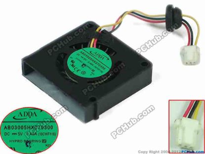 133761 ADDA AB03005HX070300 Cooling Fan  10CWF110, DC5V0.40A, w20x3x3 ADDA AB03005HX070300 Cooling Fan  