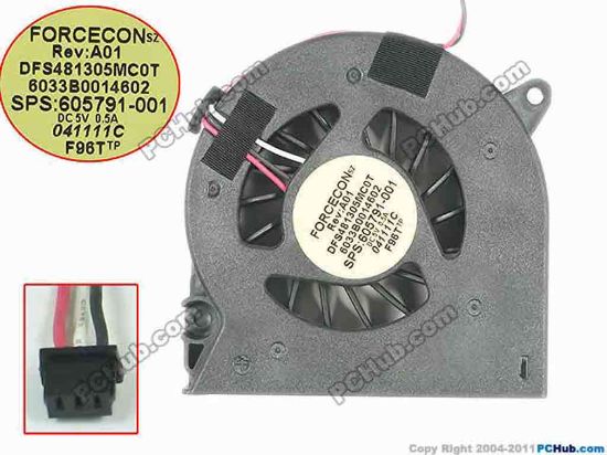 133774 Forcecon DFS481305MC0T Cooling Fan  F96T, 5V 0.50A, w20x3x3 Forcecon DFS481305MC0T Cooling Fan  
