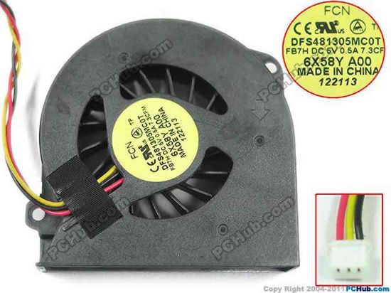 133775 Forcecon DFS481305MC0T Cooling Fan  FB7H, 5V 0.50A, w20x3x3 Forcecon DFS481305MC0T Cooling Fan