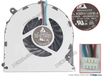 133791 Delta Electronics KSB06105HB Cooling Fan  BM74, 5V 0.40A, w20x4x4, New Delta Electronics KSB06105HB Cooling Fan