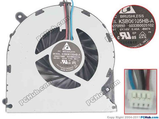 133791 Delta Electronics KSB06105HB Cooling Fan  BM74, 5V 0.40A, w20x4x4, New Delta Electronics KSB06105HB Cooling Fan