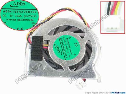 133899 ADDA AB04105HX08B300 Cooling Fan  0CWVF2, 5V 0.50A, w20x3x3 ADDA AB04105HX08B300 Cooling Fan  