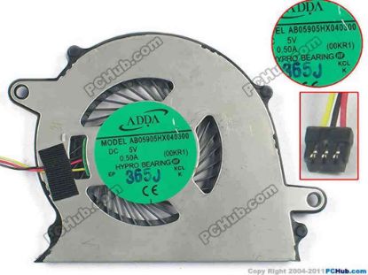 133903 ADDA AB05905HX040300 Cooling Fan  00KR1, 5V 0.50A, w20x3x3 ADDA AB05905HX040300 Cooling Fan  