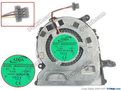 133904 ADDA AB06005HX0403Z1  Cooling Fan  00FI1, 5V 0.50A, w20x3x3 ADDA AB06005HX0403Z1  Cooling Fan  